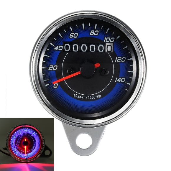 12V Dual LED Backlight Motorcycle Odometer KMH Speedometer Gauge Universal