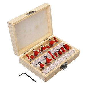 15pcs 1/4 Inch Shank Tungsten Carbide Trim Router Bit Set Wood Cutter