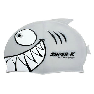 SUPER-K Swimming Cap Shark Shape Design Summer Colorful Waterproof Unisex Swim Caps