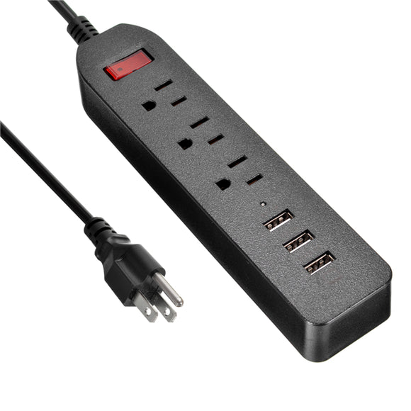 ELE YA18WS-3AU3U US 3 Outlet Socket Power Strip Adaptor with 3 USB Charging Ports