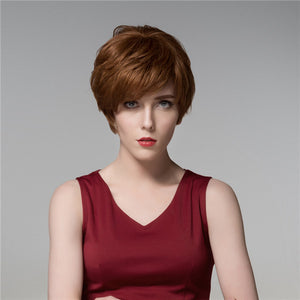 14 Colors Short Cool Side Bang Human Hair Wig Virgin Remy Mono Top Capless