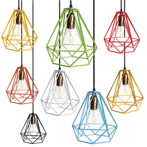 Loft Industrial Metal Frame Ceiling Pendant Hanging Light Lampshade Cage Fixture