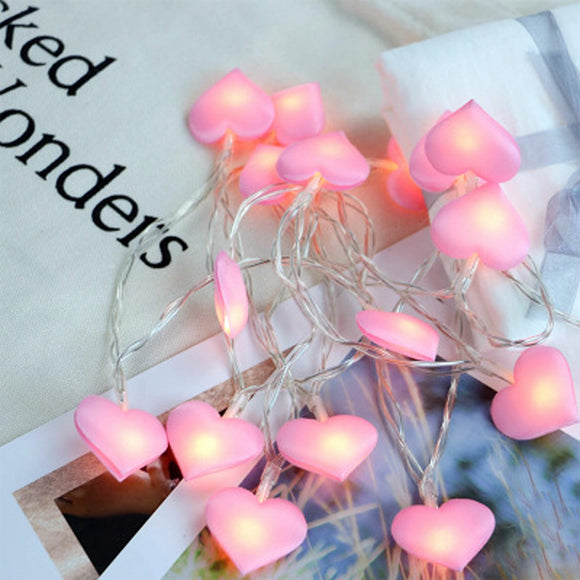 3M Battery Powered Pink Love Heart 20LED Fairy String Holiday Light for Bedroom Home Decoracion