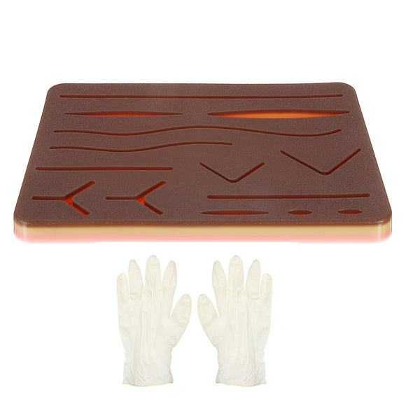 3D Silicone Human Traumatic Skin Model Mould Portable Suturing Practice Training Pad for Medical Student with 1 Pair Gloves