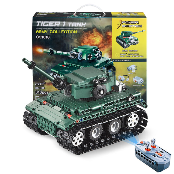 Doublee CaDA Tank Splicing Strong Power Remote Control Crawler Tank Blocks Toys Children's Toys C51018W