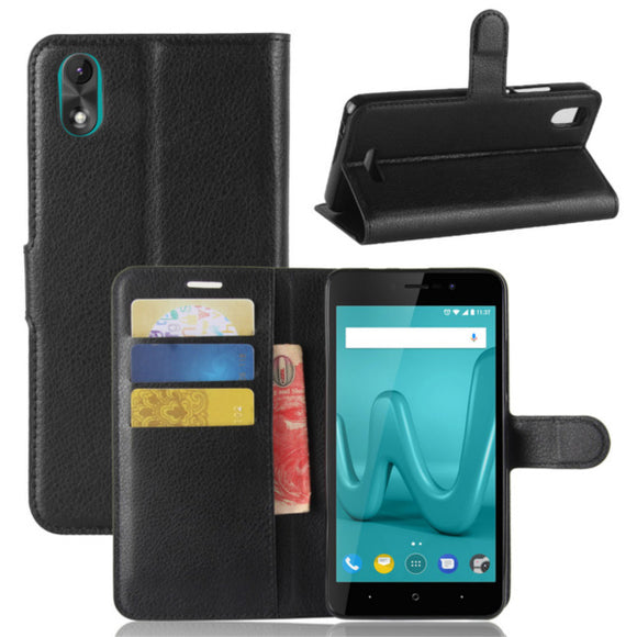 Litchi Flip Wallet Card Slots Bracket PU Leather Case For Wiko Lenny 4 Plus