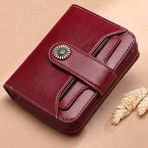 Brenice Retro Genuine Leather Women Driver Licence Card Holder Purse Coin Bag Short Wallet