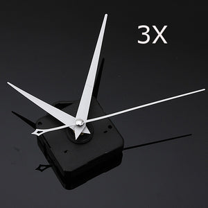 3Pcs DIY White Triangle Hands Quartz Black Wall Clock Movement Mechanism