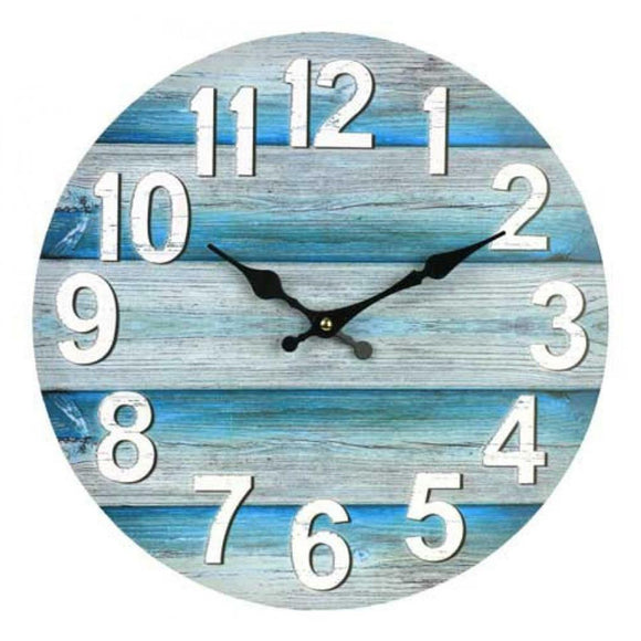 13 Inch Wall Clock Round Silent Vintage Beach Ocean Style Clock Home Room Decoration