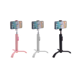 2 In 1 Extendable bluetooth Remote Control Selfie Stick Monopod Tripod for Smartphones Sport