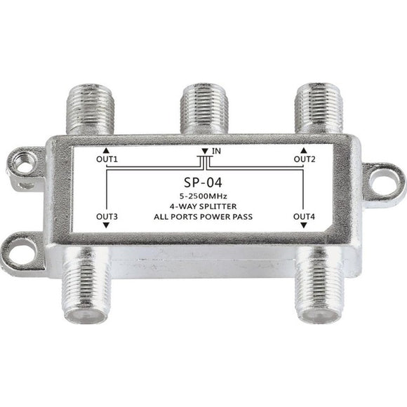 Jasen SP04 Satellite 4 Way Coax Cable Splitter Bi-Directional MoCA Connector Designed for SATV/CATV