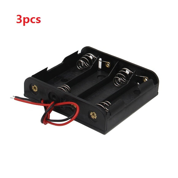 3pcs DIY 6V 4-Slot / 4 x AA Battery Holder With Leads