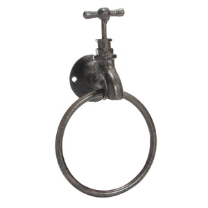 Industrial Cast Iron Bathroom Tap Towel Ring Hanger Home Towel Holder Wall Rack Rustic