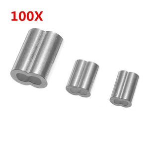 100Pcs M1.5 M2 M3 Aluminum Crimping Loop Sleeve Wire Rope Cable Sleeve Clip