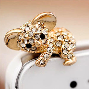 3.5mm Golden Bling Koala Crystal Headset  Dust-proof Plug For Mobile Phone Tablet