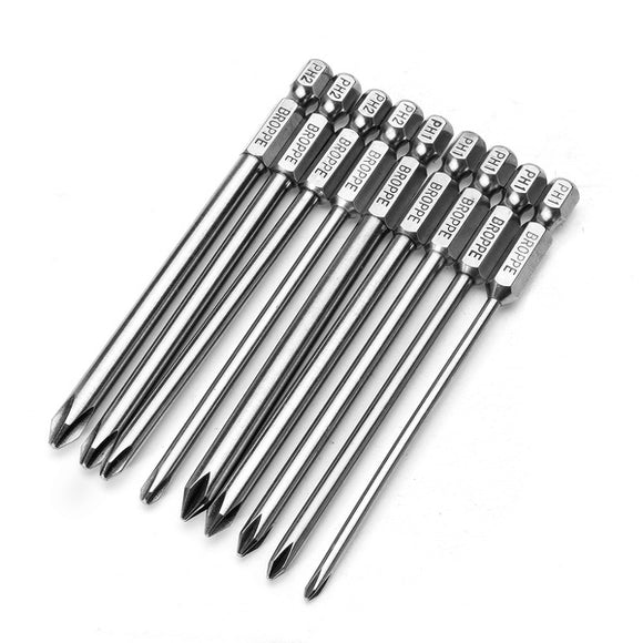 Broppe 9pcs 100mm Magnetic Long Hex Cross Head Screwdriver Bits