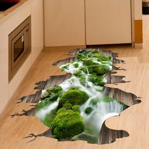 3D Stream Floor Decor Wall Sticker Removable Mural Decals Vinyl Art Home Decoration