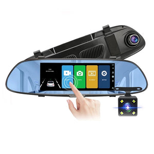 E-ACE FHD 1080P Car DVR 7Inch Video Recorder Mirror Camera Dual Lens with Rear View Camera Auto Registrator Dash Cam