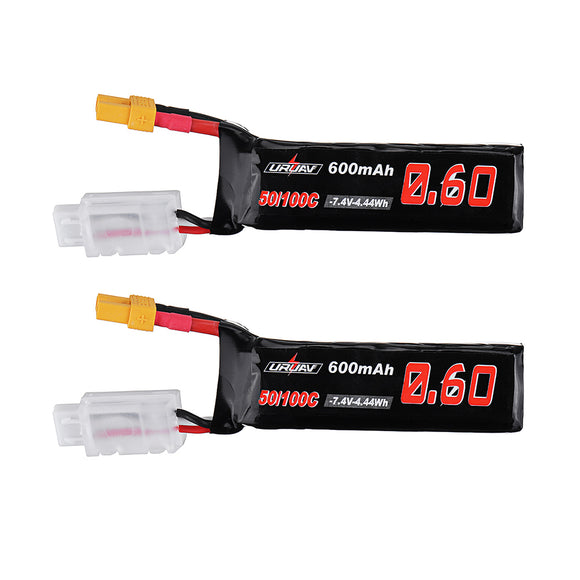 2Pcs URUAV 7.4V 600mAh 50C/100C 2S Lipo Battery XT30 Plug for XK K130 Helicopter