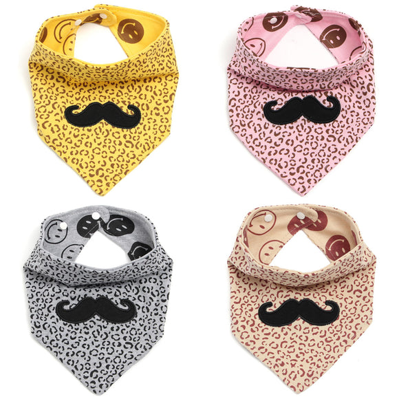 Kid Infant Toddler Baby Feeding Saliva Bib Scarf Triangle Cotton Cleaning Cover Mustache Towel Pinny