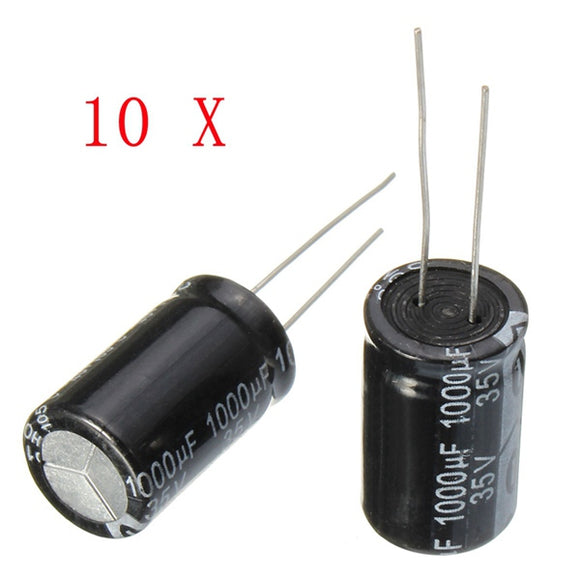 10pcs 35V 1000uF Electrolytic Capacitor Low ESR 13 x 20mm