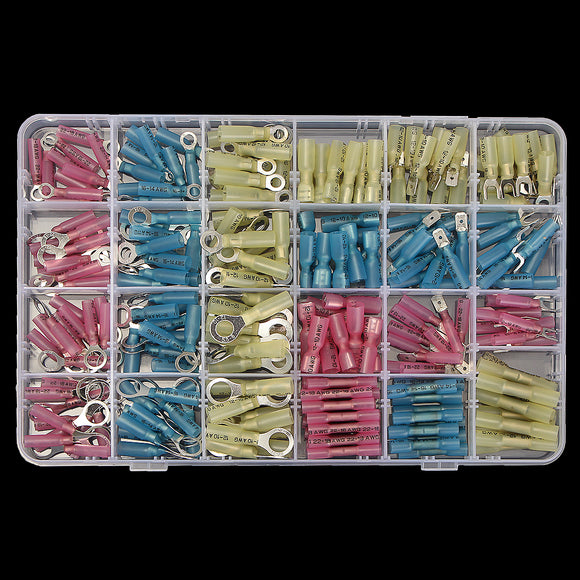 Soloop 250Pcs Heat Shrink Wire Connector Waterproof Kit Automotive Crimp Terminals Set