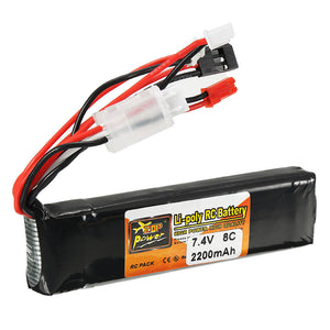 ZOP Power 7.4V 2200mAh 8C 2S Lipo Battery JR JST FUBEBA Plug for Transmitter