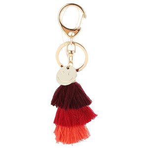 Gold Tassel Color Gradient Handmade Smile Face Key Chain For Bags