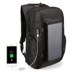 15.6 Inch Outdoor Travel Solar Panel Backpack with USB Charger Waterproof Laptop Bag