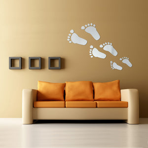 6Pcs DIY Footprint Acrylic Wall Sticker Fat Footprints Mirror Wall Decal Home Wall Decor