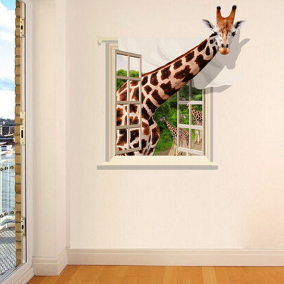 3D Lovely Giraffe Wall Sticker Decal Animal Wallpaper Living Room Home Decor Art Mural