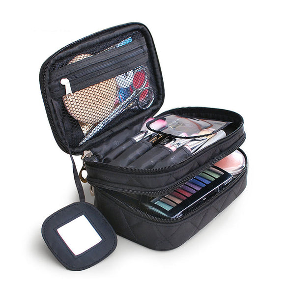 Honana HN-B63 Large Double Layers Travel Cosmetic Bag Portable Makeup Organizer Toiletry Storage Bag