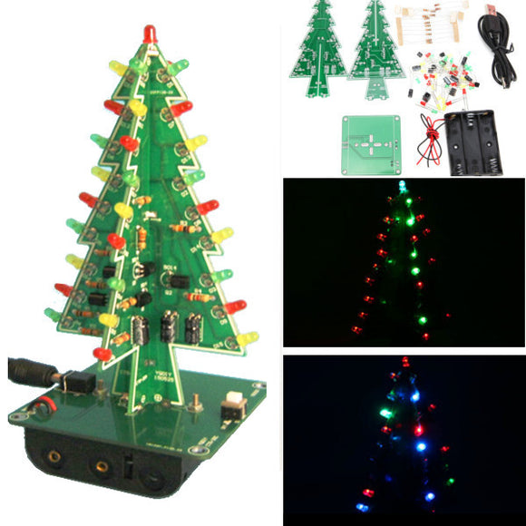 3Pcs Geekcreit Christmas Tree LED Flash Kit Three Color Version 3D DIY Electronic Learning Kit