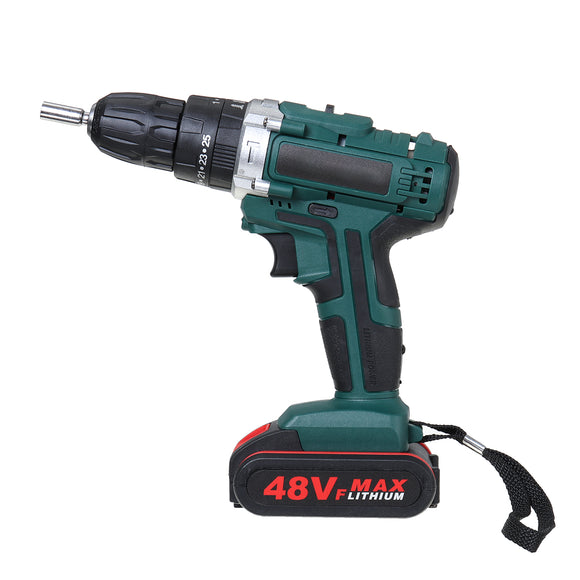 48V Cordless Brushless Hammer Impact Drill Driver High/Low Speed 2 Battery Set