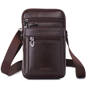 Business Casual Genuine Leather Multi-functional 7 Inch Phone Bag Waist Bag Crossbody Bag For Men