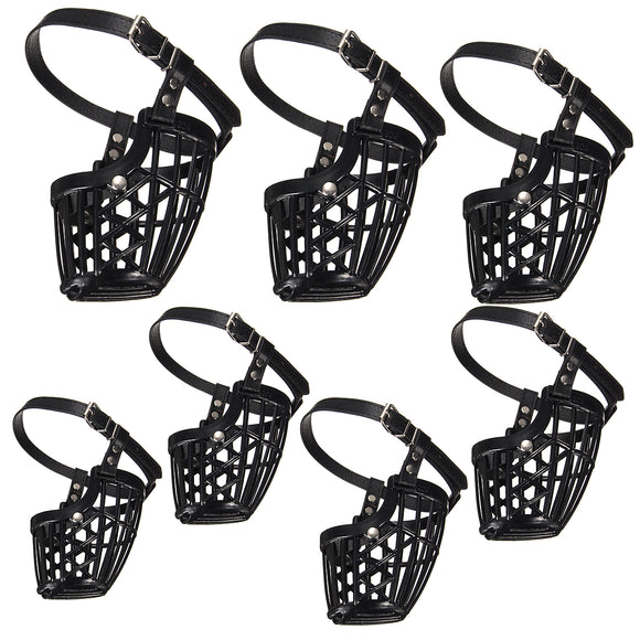 Adjustable Pet Dog No Bite Plastic Basket Muzzle Cage Mouth Mesh Cover 7 Sizes