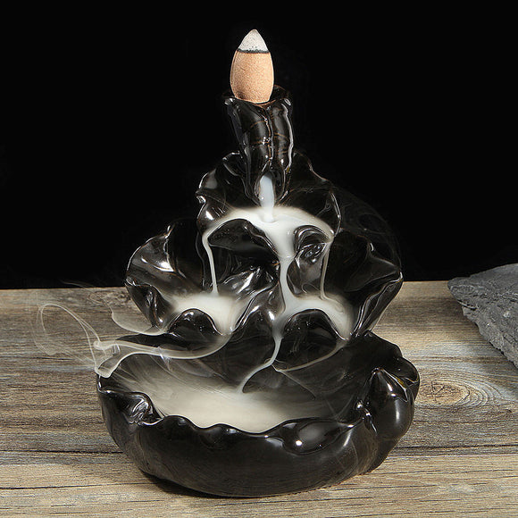 Ceramic Backflow Incense Cone Burner Feng Shui Censer Holder Water Stream Home Fragrant Furnace