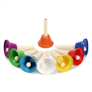 8PCS Handbell Hand Bell 8-Note Metal Children Art Musical Toy Percussion Instrument