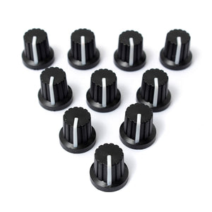 100pcs 6mm Shaft Hole Dia Plastic Threaded knurled Potentiometer Knobs Caps