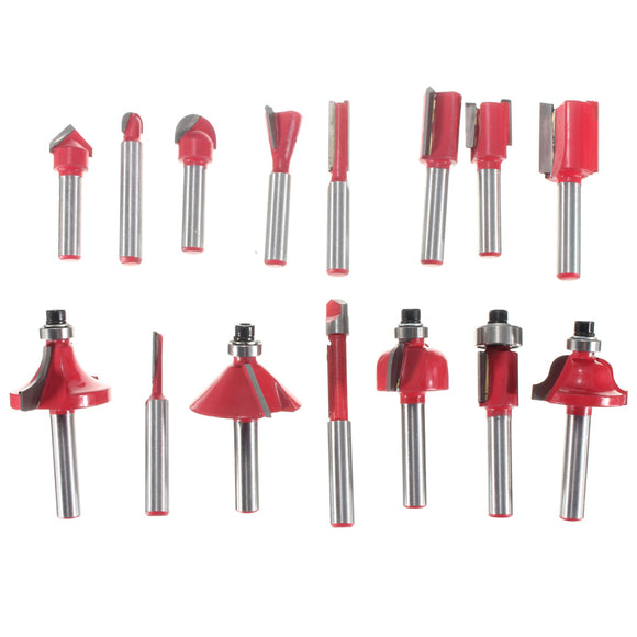 15pcs 1/4 Inch Shank Tungsten Professional Shank Carbide Router Bit Set For Woodworking
