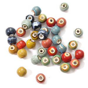 Retro Style 5Pcs 10mm Flower Glaze Beads Round DIY Spacer Loose Beads