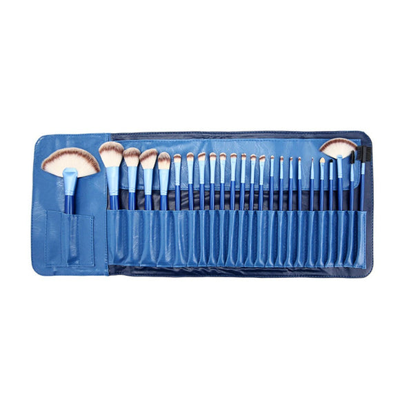 24Pcs Blue Makeup Brushes Set Foundation Eyeshadow Blush Cosmetic Tools with Bag