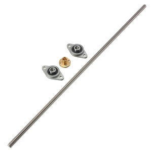 T8 400mm Lead Screw 8mm Thread Lead Screw with Brass Nut 2KFL08 Bearing Bracket