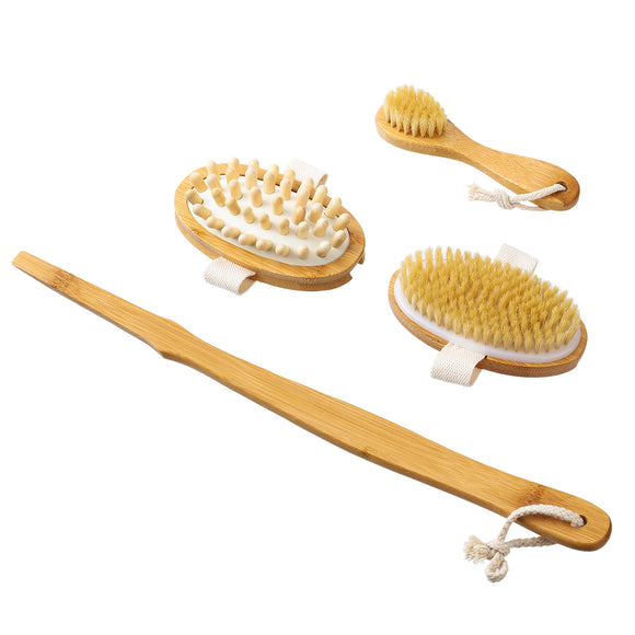 Bath Brush Set Body Brush Massage Brush Removable Wooden Handle Natural Brush Back Massage Set Dry Skin Brush Cleaning Brushes