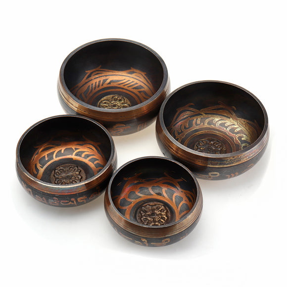 4 Sizes Buddhism Copper Tibetan Singing Bowl Set For Meditation/ Prayer / Yoga/ Music