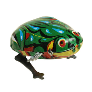 Funny Wind Up Jumping Frog Toy Clockwork Spring Tin Toy With Key