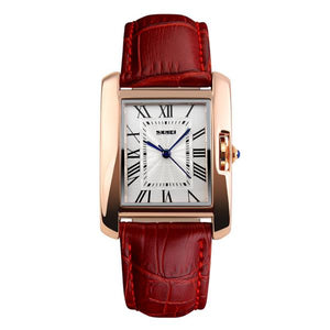 SKMEI 1085 Fashion Women Quartz Watch Elegant Rectangle Dail Leather Strap Wristwatch