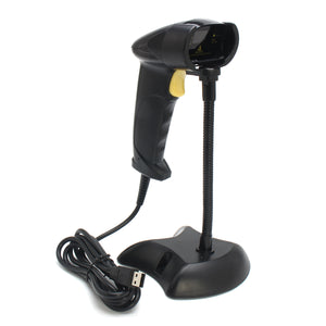 Handheld USB Laser Barcode Scanner Barcode Reader with Stand for POS Black