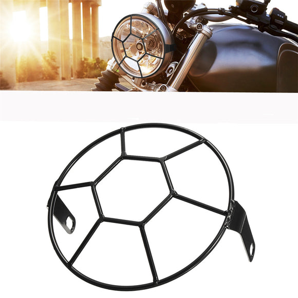 5.75'' Universal Motorcycle Football Grill Cover Headlight Protector For Harley Cruiser