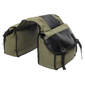 Motorcycle Saddlebags Canvas Side Back Pack Bike Multi-Purpose Luggage Bag Army Green